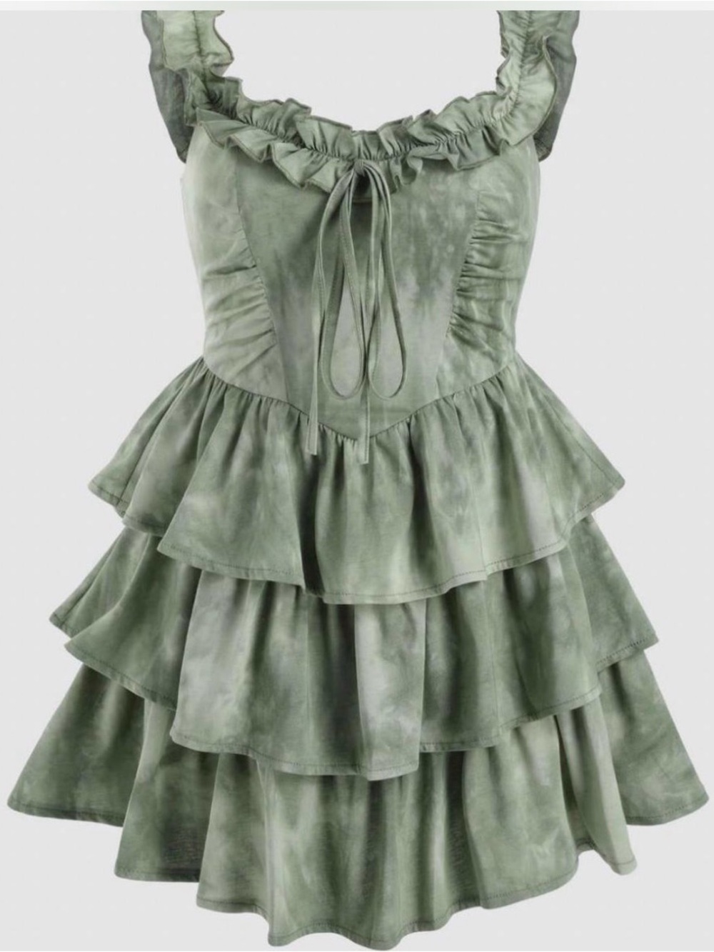 Cider Vineyard Strolls Green Corset Ruffle Sleeve Mini Dress Size Small